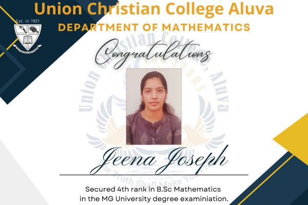 Congratulations to Ms Jeena Joseph