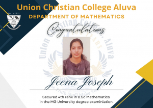 Congratulations to Ms Jeena Joseph