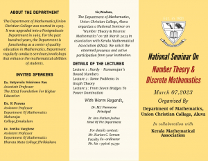 National Seminar on Number Theory and Discrete Mathematics