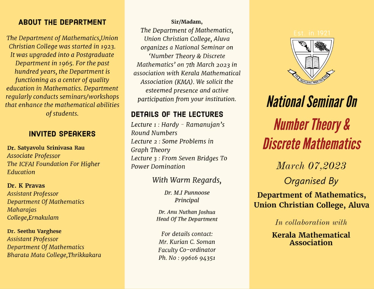 National Seminar on Number Theory and Discrete Mathematics