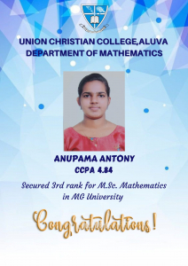 Congratulations to Anupama Antony