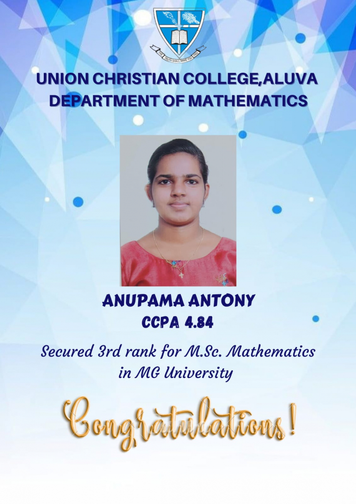 Congratulations to Anupama Antony