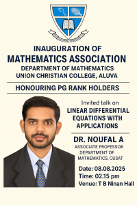 Mathematics Association Inauguration and honouring PG Rank Holders